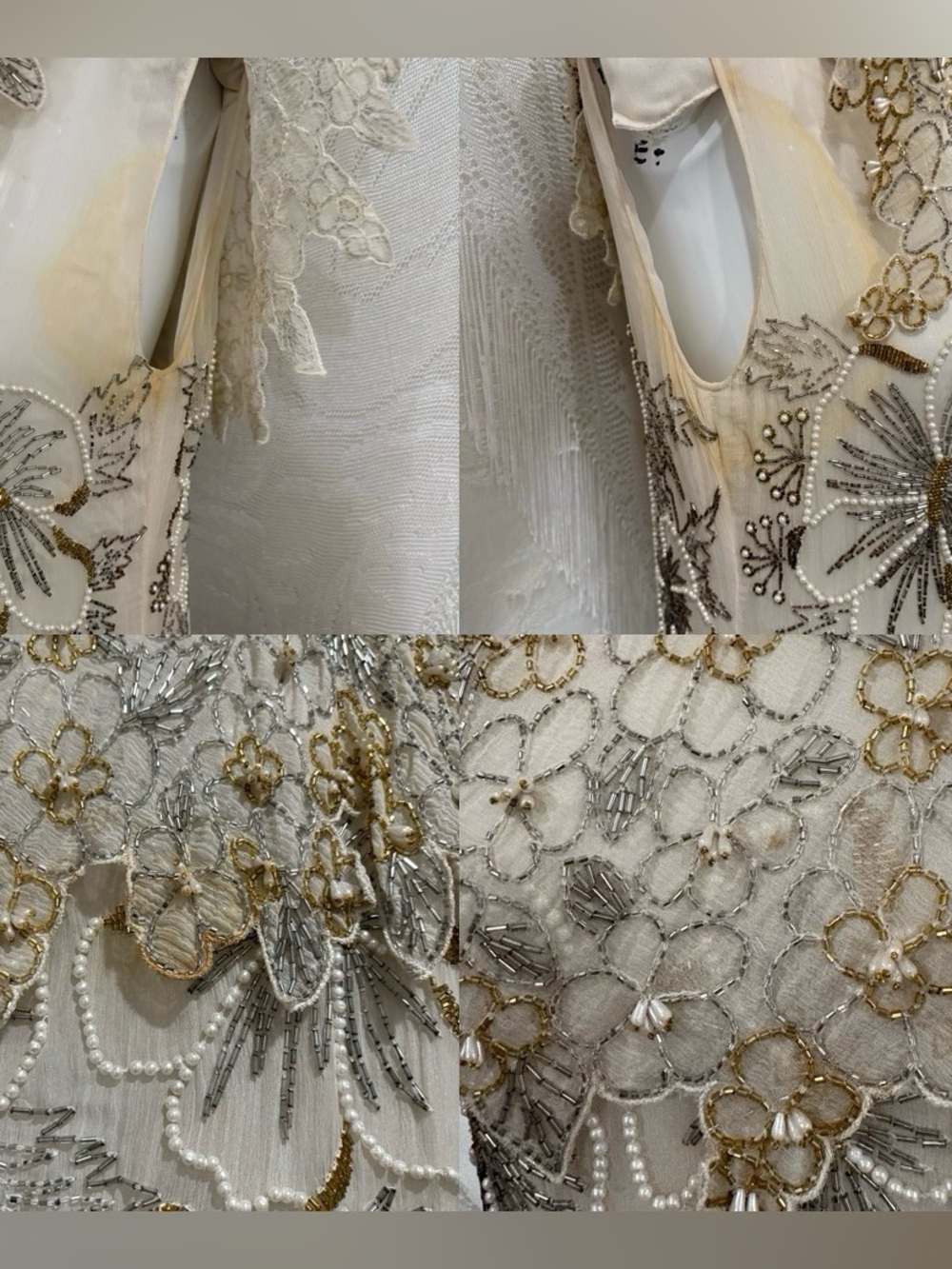 Vintage gatsby glam girly silk beaded maxi dress - Picture 7 of 8